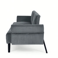 Tufted Convertible Futon Couch With Adjustable Armrests For Small Spaces And Apartments