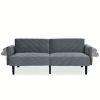 Tufted Convertible Futon Couch With Adjustable Armrests For Small Spaces And Apartments