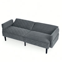 Tufted Convertible Futon Couch With Adjustable Armrests For Small Spaces And Apartments