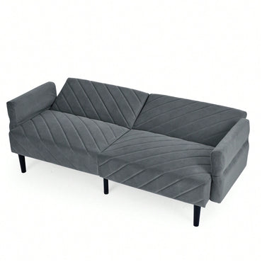 Tufted Convertible Futon Couch With Adjustable Armrests For Small Spaces And Apartments