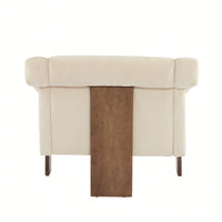 Mid-Century Modern Accent Chair In Brown Faux Leather With Deep Cushions And Wide Armrests For Living Room Bedroom Or Office Use