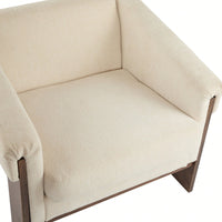 Mid-Century Modern Accent Chair In Brown Faux Leather With Deep Cushions And Wide Armrests For Living Room Bedroom Or Office Use