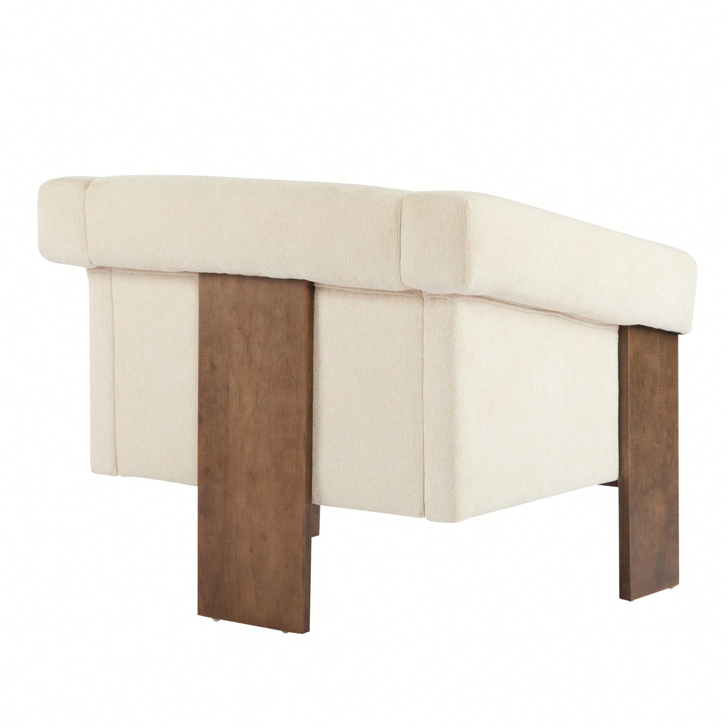 Mid-Century Modern Accent Chair In Brown Faux Leather With Deep Cushions And Wide Armrests For Living Room Bedroom Or Office Use