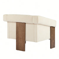 Mid-Century Modern Accent Chair In Brown Faux Leather With Deep Cushions And Wide Armrests For Living Room Bedroom Or Office Use