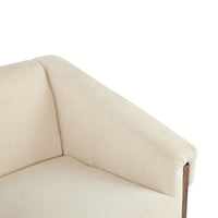Mid-Century Modern Accent Chair In Brown Faux Leather With Deep Cushions And Wide Armrests For Living Room Bedroom Or Office Use