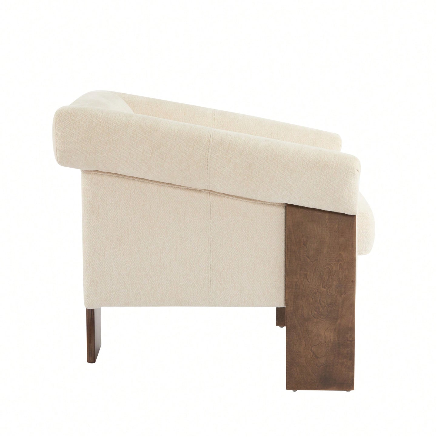 Mid-Century Modern Accent Chair In Brown Faux Leather With Deep Cushions And Wide Armrests For Living Room Bedroom Or Office Use