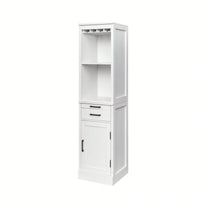 Elegant White Modular Wine Bar Buffet Cabinet With Hutch For Dining Room Storage And Display