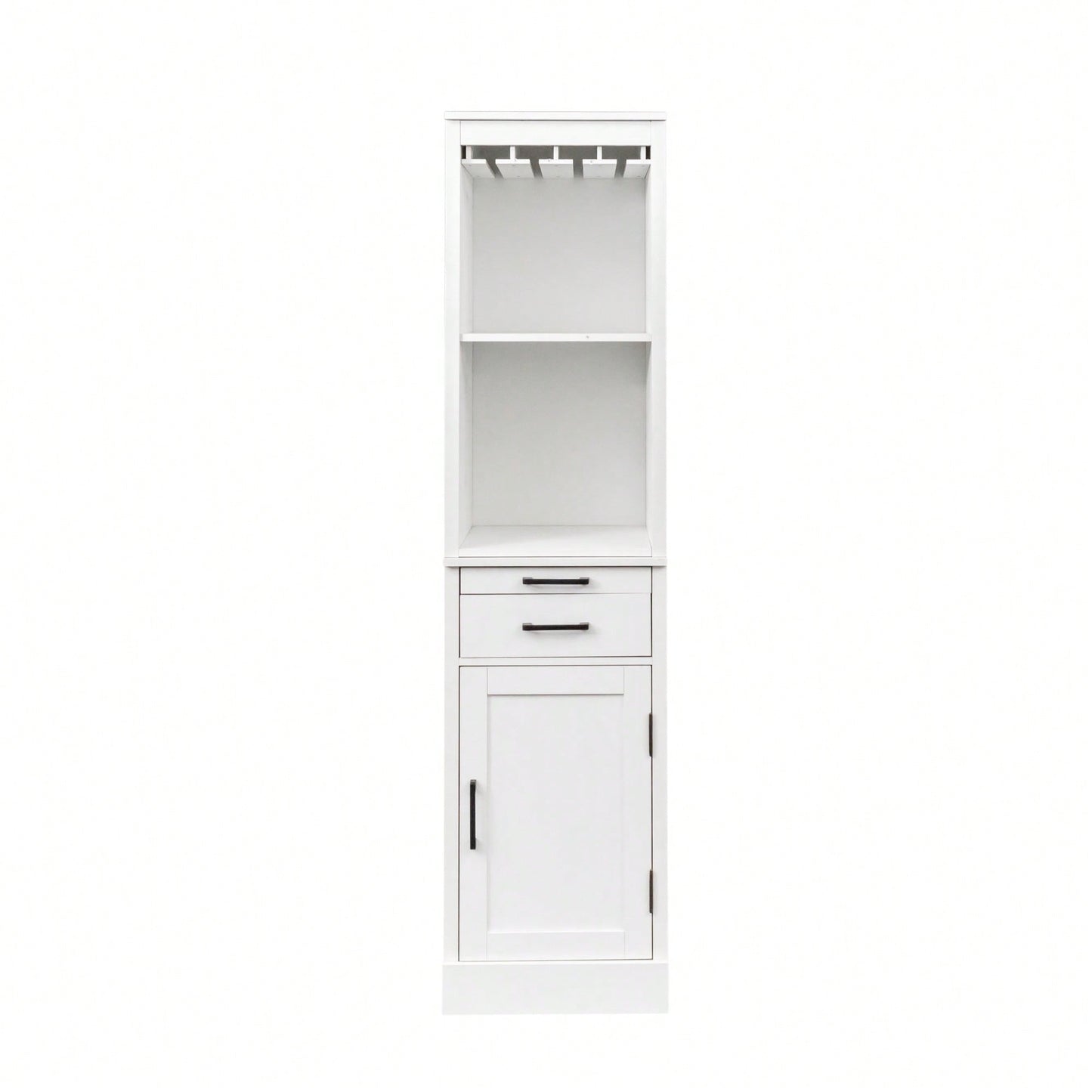 Elegant White Modular Wine Bar Buffet Cabinet With Hutch For Dining Room Storage And Display