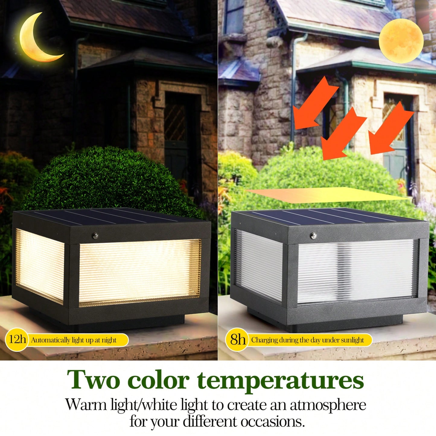 Dimmable Solar Wall Lamp Set With LED Lights For Outdoor Garden And Patio Lighting