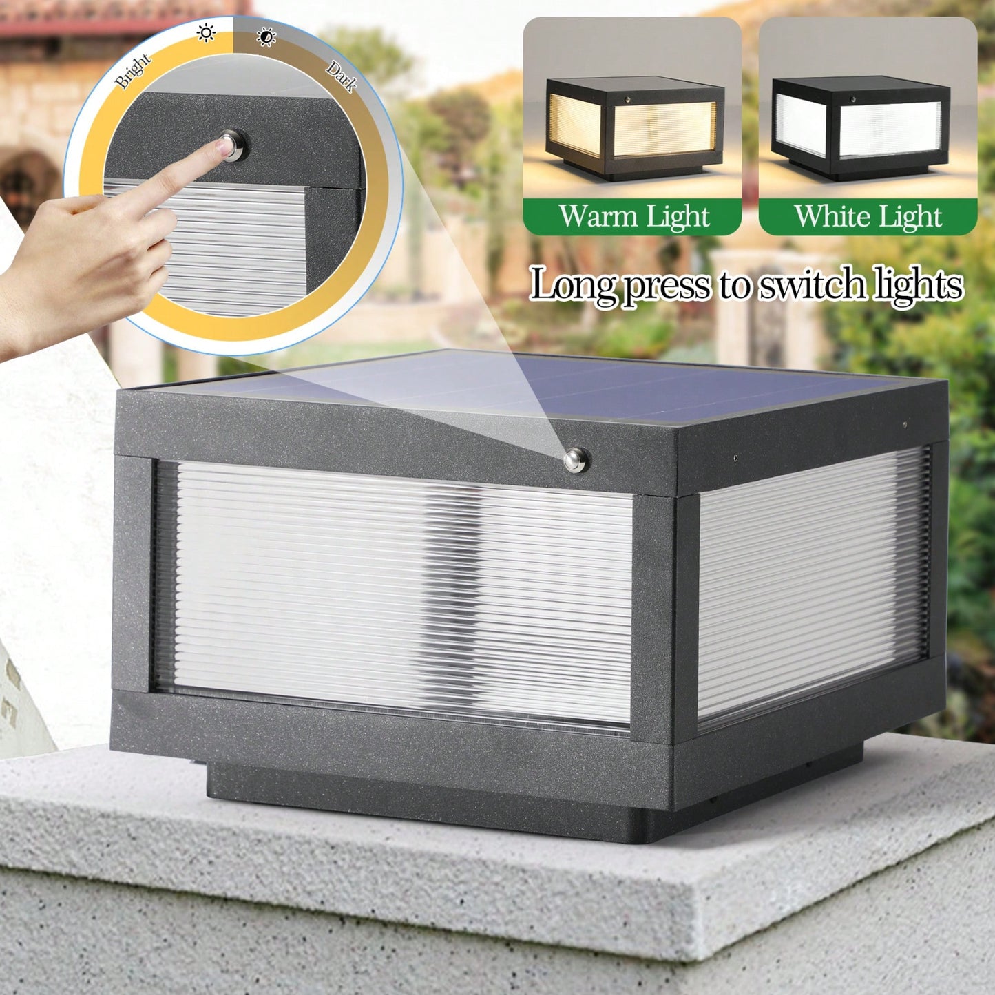 Dimmable Solar Wall Lamp Set With LED Lights For Outdoor Garden And Patio Lighting