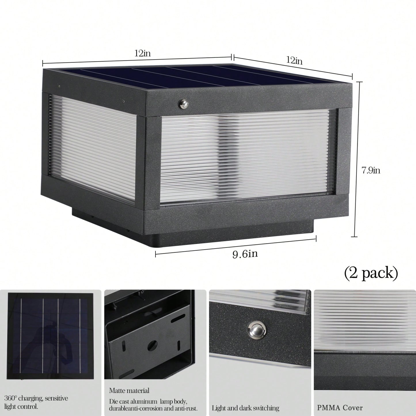 Dimmable Solar Wall Lamp Set With LED Lights For Outdoor Garden And Patio Lighting