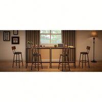 Bar Table Set With 2 PU Soft Seat Bar Stools And Backrest 43.31 Inch Long 15.75 Inch Wide 35.43 Inch High