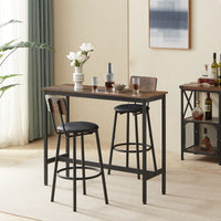 Bar Table Set With 2 PU Soft Seat Bar Stools And Backrest 43.31 Inch Long 15.75 Inch Wide 35.43 Inch High