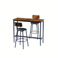 Bar Table Set With 2 PU Soft Seat Bar Stools And Backrest 43.31 Inch Long 15.75 Inch Wide 35.43 Inch High