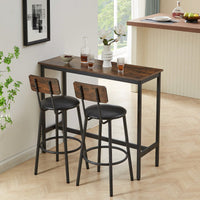 Bar Table Set With 2 PU Soft Seat Bar Stools And Backrest 43.31 Inch Long 15.75 Inch Wide 35.43 Inch High