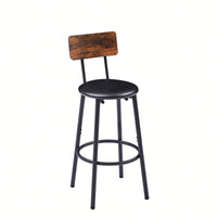Bar Table Set With 2 PU Soft Seat Bar Stools And Backrest 43.31 Inch Long 15.75 Inch Wide 35.43 Inch High