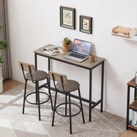 Bar Table Set With 2 PU Soft Seat Bar Stools And Backrest 43.31 Inch Long 15.75 Inch Wide 35.43 Inch High