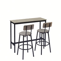 Bar Table Set With 2 PU Soft Seat Bar Stools And Backrest 43.31 Inch Long 15.75 Inch Wide 35.43 Inch High