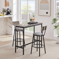 Bar Table Set With 2 PU Soft Seat Bar Stools And Backrest 43.31 Inch Long 15.75 Inch Wide 35.43 Inch High