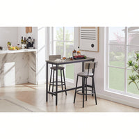 Bar Table Set With 2 PU Soft Seat Bar Stools And Backrest 43.31 Inch Long 15.75 Inch Wide 35.43 Inch High