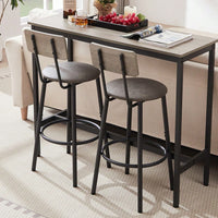Bar Table Set With 2 PU Soft Seat Bar Stools And Backrest 43.31 Inch Long 15.75 Inch Wide 35.43 Inch High