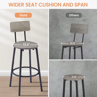 Bar Table Set With 2 PU Soft Seat Bar Stools And Backrest 43.31 Inch Long 15.75 Inch Wide 35.43 Inch High