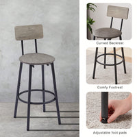 Bar Table Set With 2 PU Soft Seat Bar Stools And Backrest 43.31 Inch Long 15.75 Inch Wide 35.43 Inch High