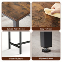 Industrial Rustic Dining Table Set With 2 Benches And Chairs For Kitchen Breakfast Living Room Party Room