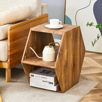 Hexagonal MDF Coffee Table With Unique Pattern Stickers And Multi-Hole Design For Enhanced Storage And Versatile Style