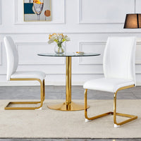 Elegant Black PU Dining Chairs Set Of 2 High Resilience With Arched Gold Metal Legs