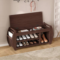 Multifunctional Storage Bench With Cushion And Curved Sides For Entryway And Living Room In Black