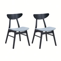 Modern Upholstered Wooden Dining Chairs Set Of 2 For Kitchen Living Room Restaurant Black