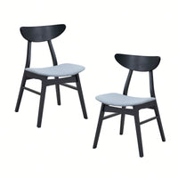 Modern Upholstered Wooden Dining Chairs Set Of 2 For Kitchen Living Room Restaurant Black