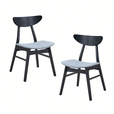 Modern Upholstered Wooden Dining Chairs Set Of 2 For Kitchen Living Room Restaurant Black