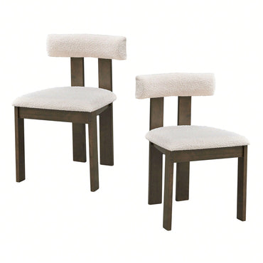 Set Of 2 Modern Boucle Upholstered Dining Chairs With Open Back Mid Century Style For Kitchen And Living Room