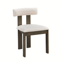 Set Of 2 Modern Boucle Upholstered Dining Chairs With Open Back Mid Century Style For Kitchen And Living Room