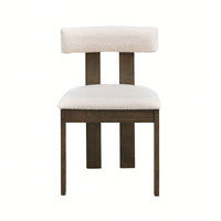 Set Of 2 Modern Boucle Upholstered Dining Chairs With Open Back Mid Century Style For Kitchen And Living Room