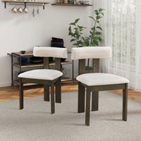 Set Of 2 Modern Boucle Upholstered Dining Chairs With Open Back Mid Century Style For Kitchen And Living Room