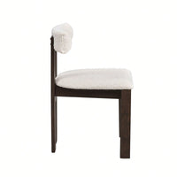 Set Of 2 Modern Boucle Upholstered Dining Chairs With Open Back Mid Century Style For Kitchen And Living Room