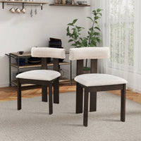 Set Of 2 Modern Boucle Upholstered Dining Chairs With Open Back Mid Century Style For Kitchen And Living Room