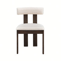 Set Of 2 Modern Boucle Upholstered Dining Chairs With Open Back Mid Century Style For Kitchen And Living Room