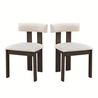 Set Of 2 Modern Boucle Upholstered Dining Chairs With Open Back Mid Century Style For Kitchen And Living Room