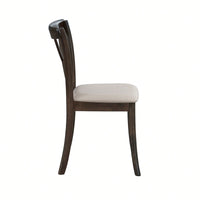 Modern Fabric Upholstered X Back Dining Chairs Set Of 2, Rubber Wood Farmhouse Style Kitchen Side Chairs In Oak Finish