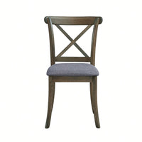 Modern Fabric Upholstered X Back Dining Chairs Set Of 2, Rubber Wood Farmhouse Style Kitchen Side Chairs In Oak Finish