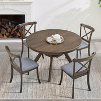 Modern Fabric Upholstered X Back Dining Chairs Set Of 2, Rubber Wood Farmhouse Style Kitchen Side Chairs In Oak Finish