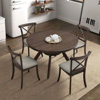 Modern Fabric Upholstered X Back Dining Chairs Set Of 2, Rubber Wood Farmhouse Style Kitchen Side Chairs In Oak Finish