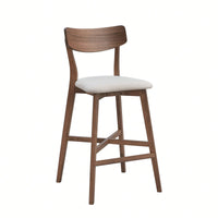 Modern Upholstered Kitchen Island Bar Chairs Set Of 2 With Backrest And Footrest For Pub Living Room And Restaurant Black Wooden Frame