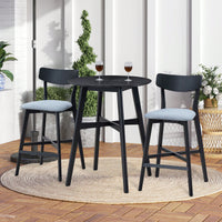 Modern Upholstered Kitchen Island Bar Chairs Set Of 2 With Backrest And Footrest For Pub Living Room And Restaurant Black Wooden Frame