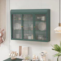 Elegant 3 Door Arched Wall Mounted Glass Cabinets For Kitchen Living Room And Bathroom In White Finish