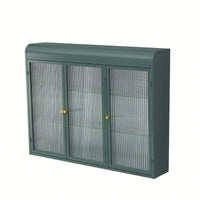 Elegant 3 Door Arched Wall Mounted Glass Cabinets For Kitchen Living Room And Bathroom In White Finish